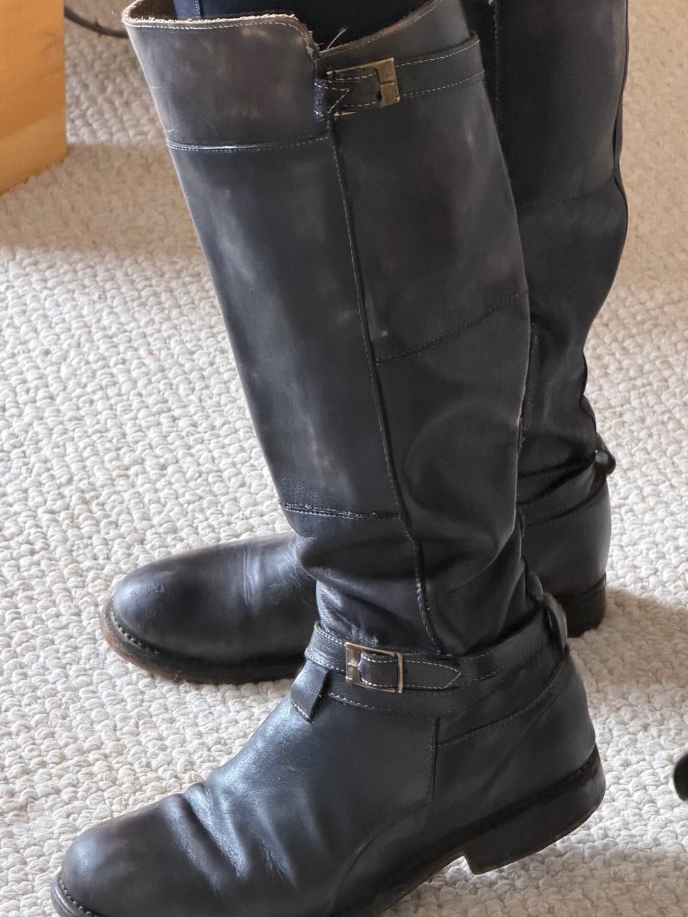 BedStu Knee-High Riding Boots Distressed Black size 10